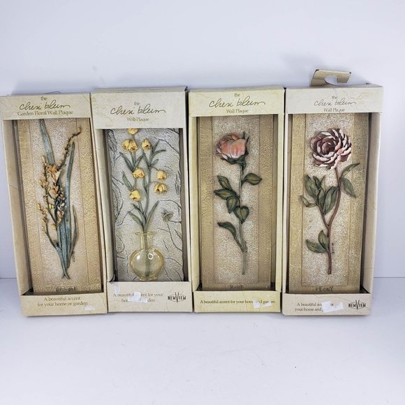 New View Cheri Blum Wall Plaque Decor Flowers Garden Field Set of 4 - Picture 1 of 9